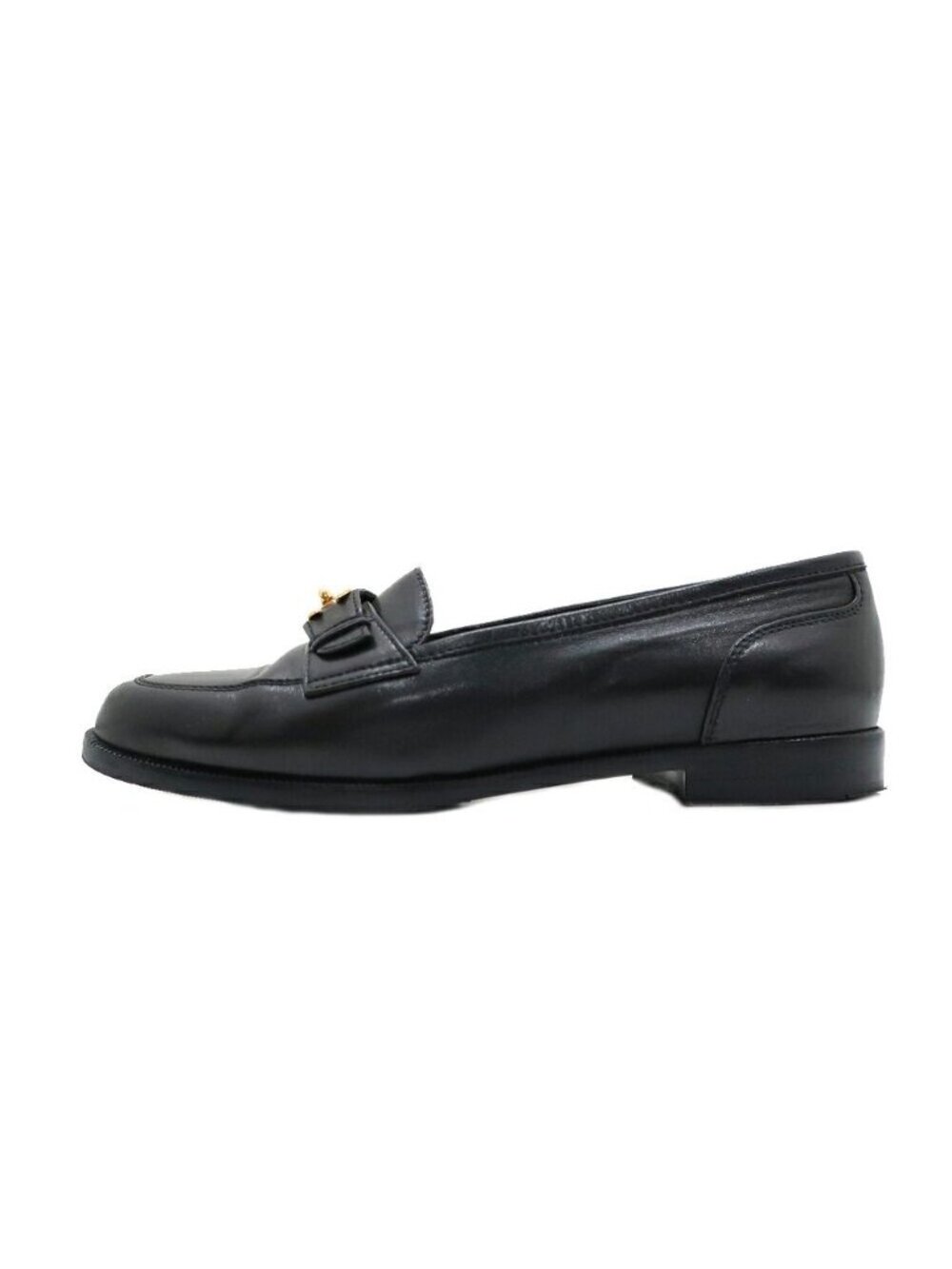 Chanel Turnlock Loafers Black CC Logo Pumps Shoes Heels 1.8 Leather